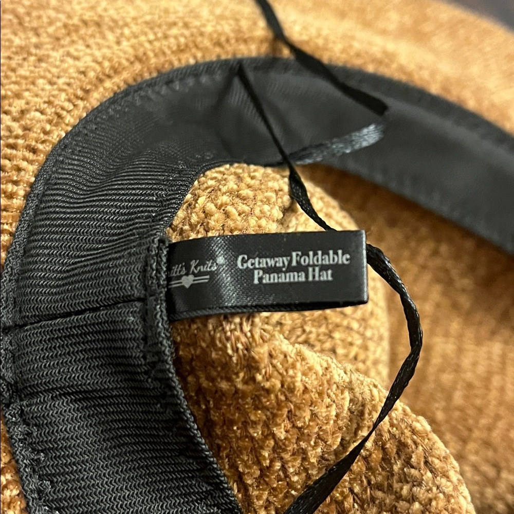 Britt’s Knits Getaway Foldable Panama Bucket Hat Packable Chenille Chestnut OS - Picture 4 of 13